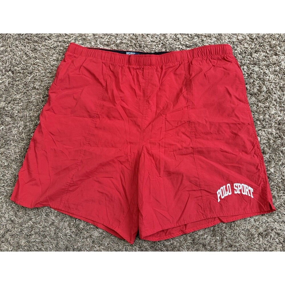 Vintage Ralph Lauren Polo Sport Shorts Red Nylon Drawstring Mens Size 2XL